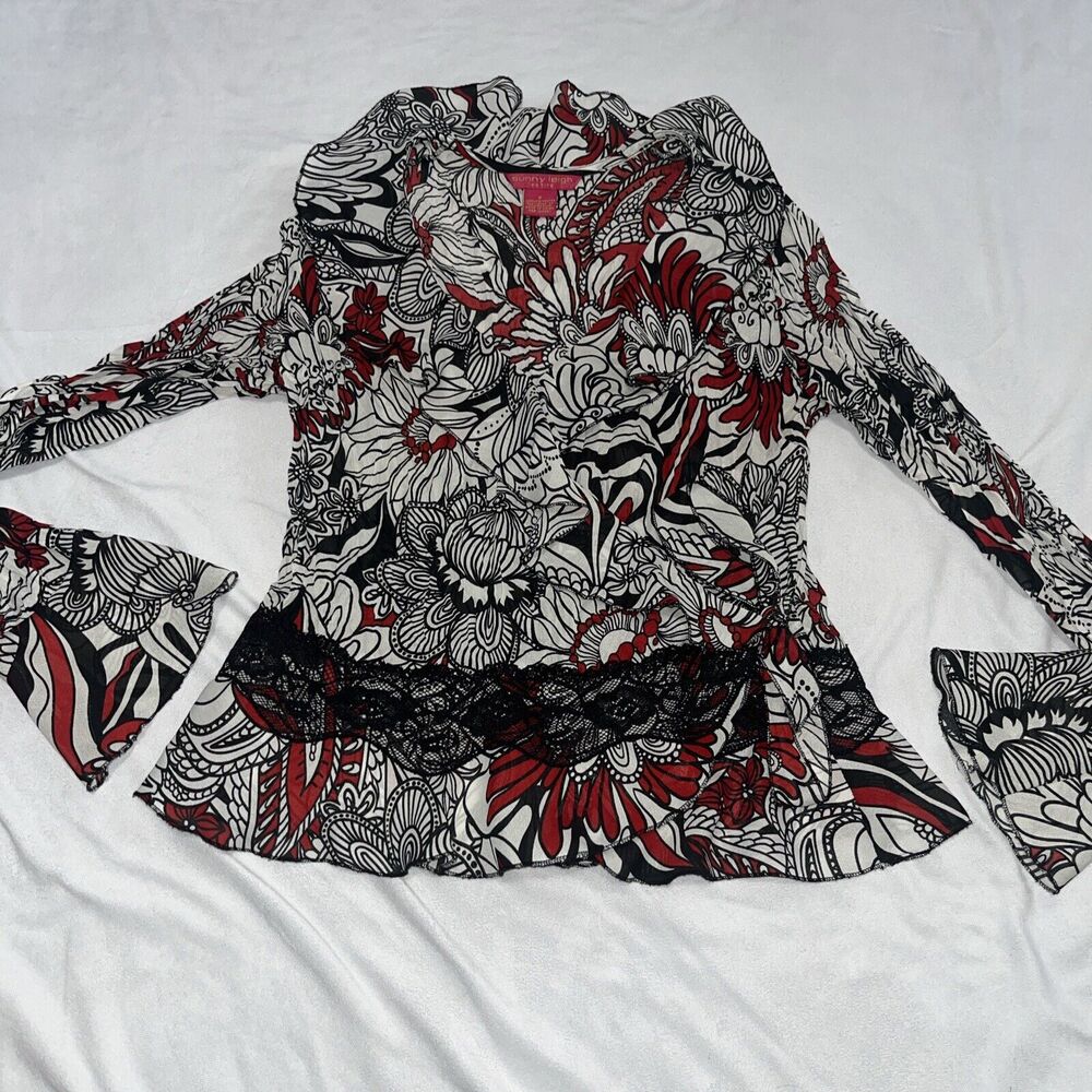 Vintage Petite Silky Going Out Top Flare Sleeve Wrap XS